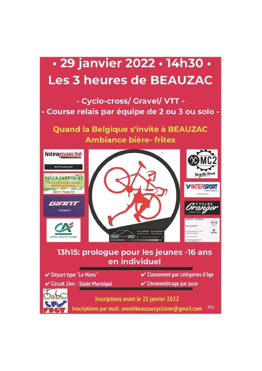 Cyclo cross de Beauzac (inscription avant le 25 janvier)